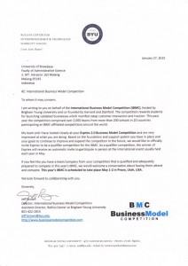 Surat dari Direktur International Business Model Competition