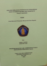 Image of ANALISIS KEBIJAKAN PENCEGAHAN PERKAWINAN ANAK DI KABUPATEN MALANG PERSPEKTIF POLICY SUCCESS