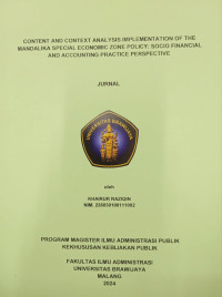 Image of Content And Context Analysis Implementation Of The Mandalika Special Economic Zone Policy: Socio-Financial and Accounting Practice Perspective