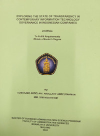 Image of Exploring the Contemporary State of Information Technology Governance 
Transparency in Indonesian Firms