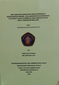 IMPLEMENTASI KEBIJAKAN DESA PARIWISATA BERDASARKAN MODEL COLLABORATIVE GOVERNANCE PLUS MULTI HELIX (CGPMH) DI DESA WISATA PUJON KIDUL KABUPATEN MALANG