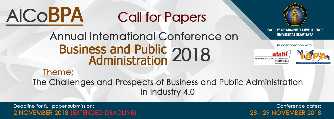 Final Paper Submission Extension Until 2 November: AICoBPA 2018