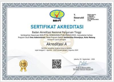 Sertifikat Akreditasi Program Studi Ilmu Administrasi Program Doktor